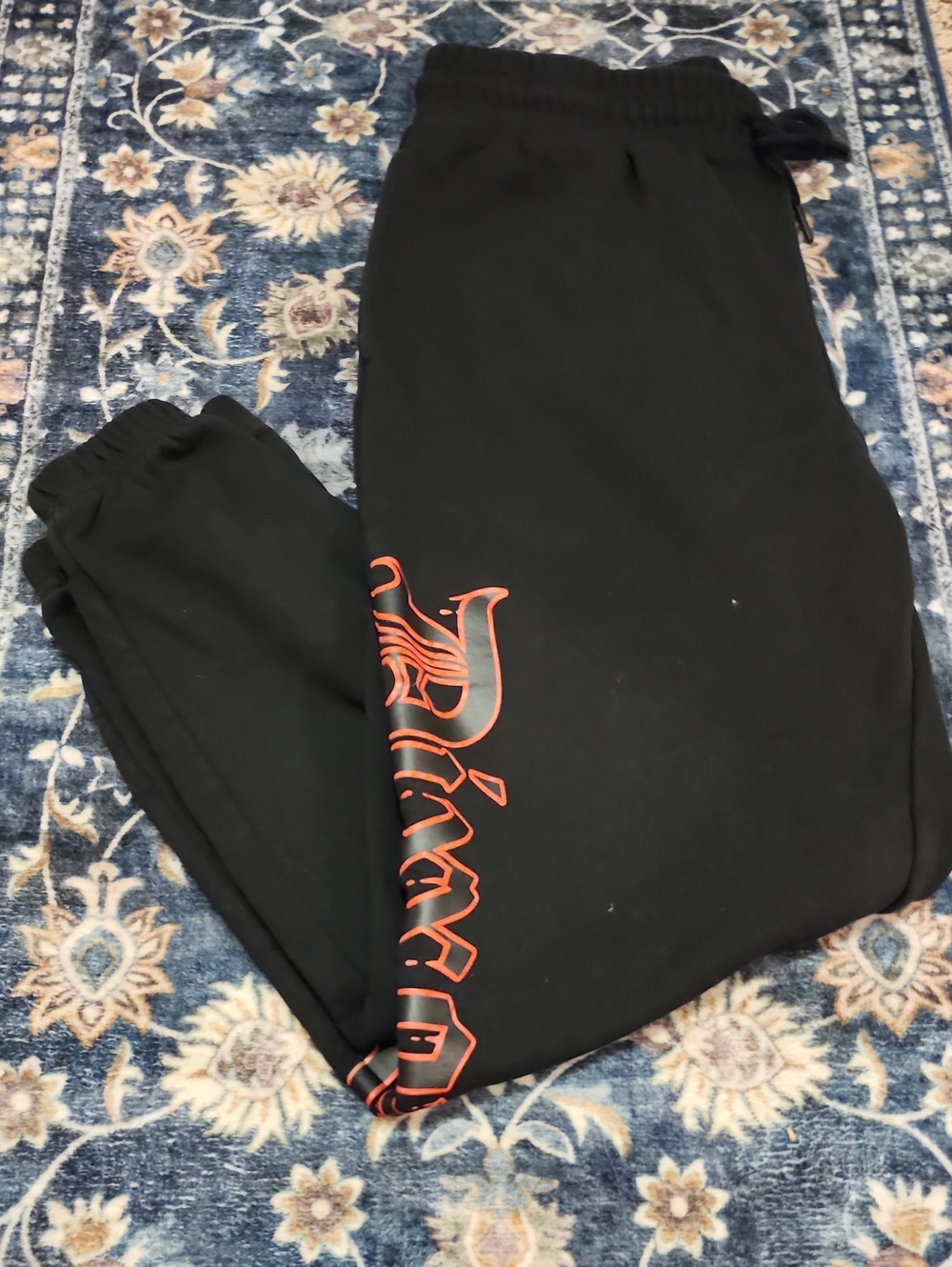 Dixxon Black Sweatpants with Red Script Side Logo